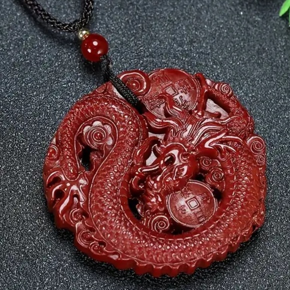 Year of the Dragon Cinnabar necklace - Picture 8 of 8